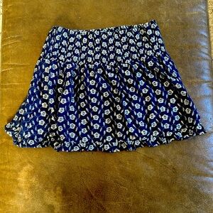Honey Punch blue mini skirt with silver floral stitching